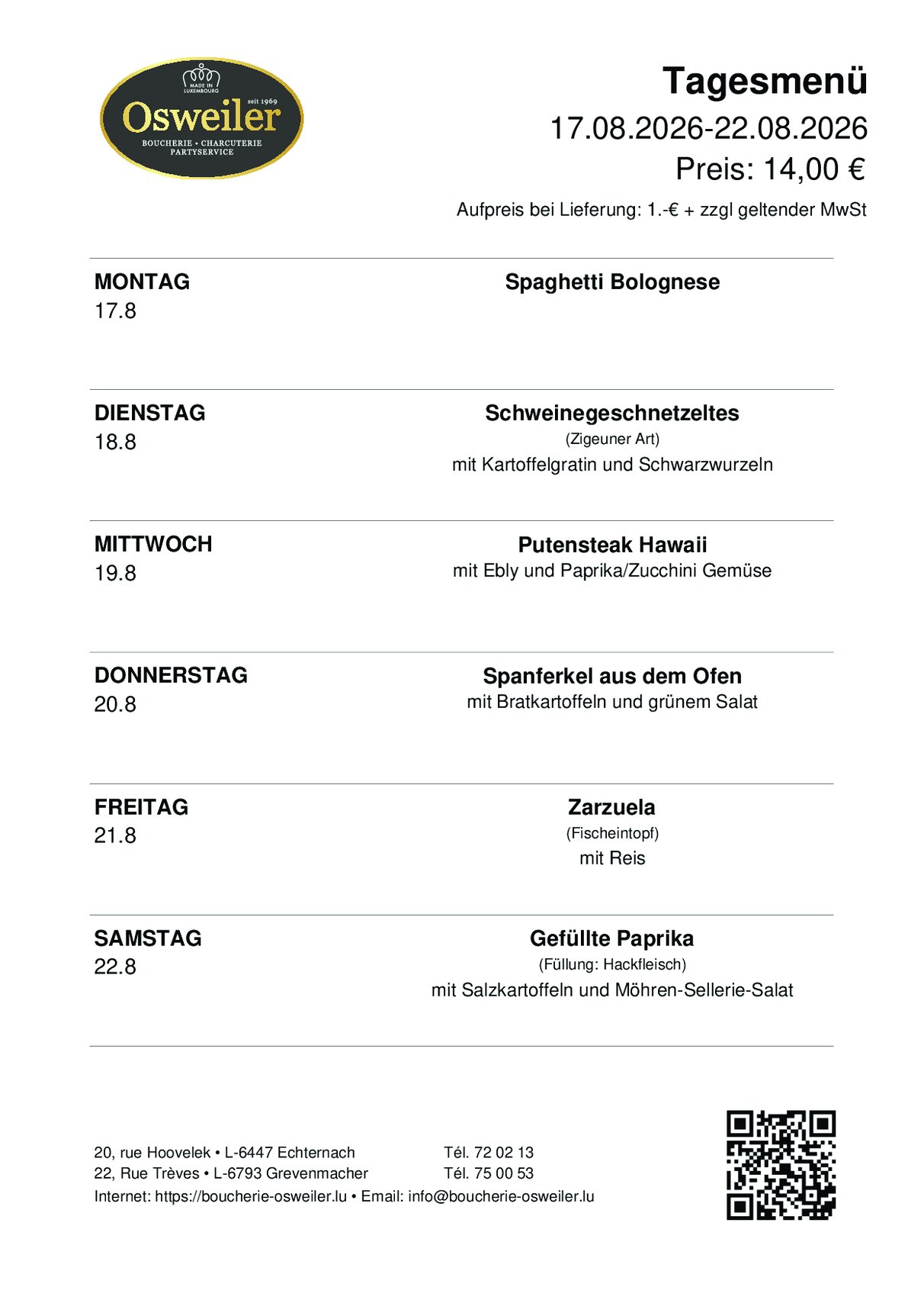 Tagesmenu